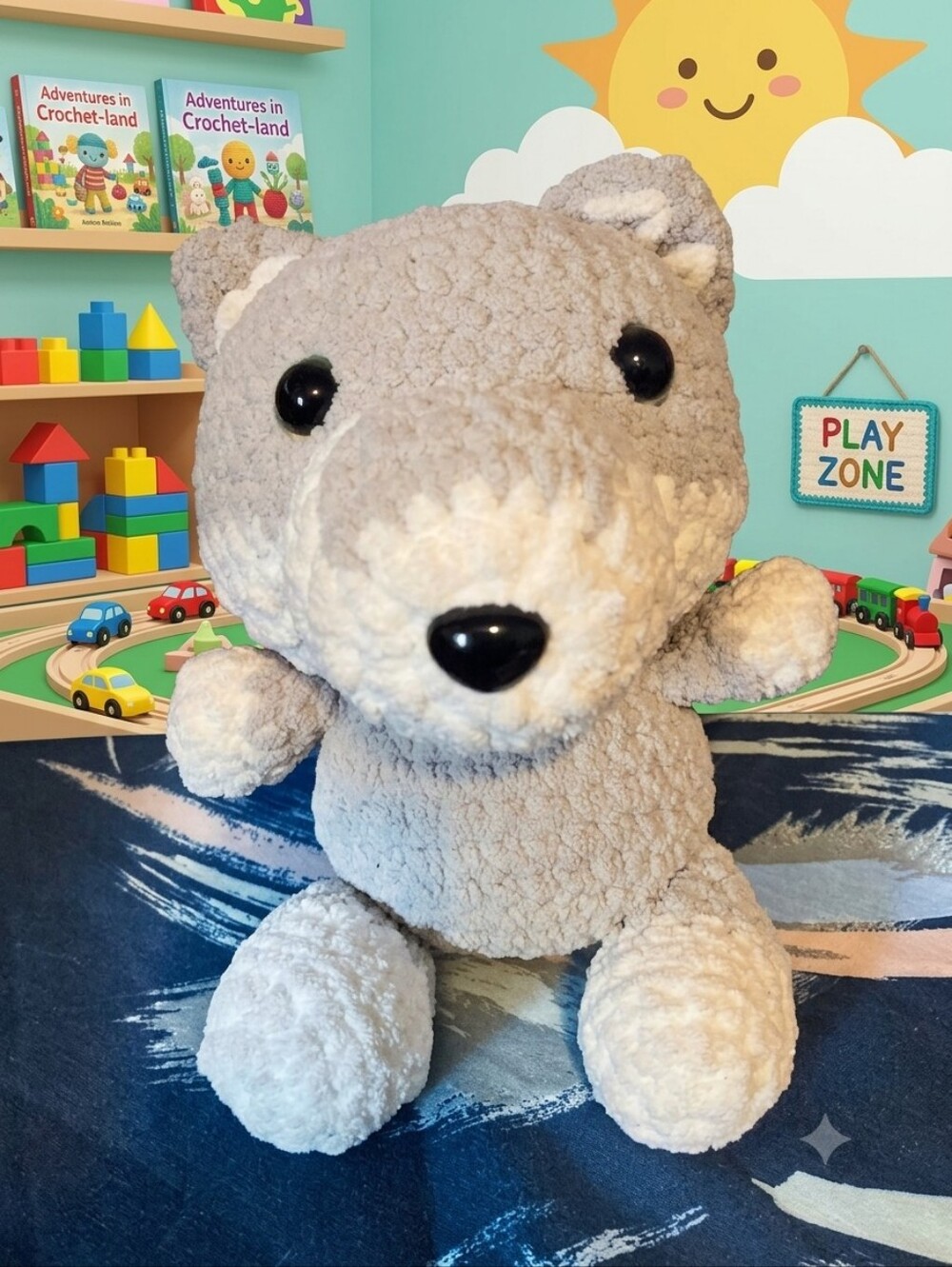 Crochet Gray Wolf Plush